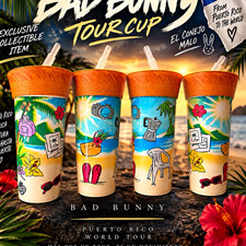 Bad Bunny Tour Cup 24oz Plastic Tumbler w/ Lid & Straw, Puerto Rico World Tour picture