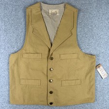 NEW Scully Canvas Vest Waistcoat Western Frontier Large Mens Beige Cowboy NWT picture