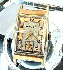  Vintage GRUEN 15J 10GF 501 244 ART DECO TANK Wind Mechanical Dial Watch Runs picture