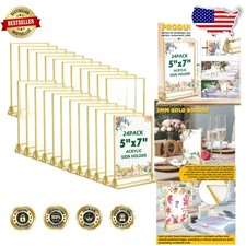 Elegant 5x7 Gold Acrylic Frames, 24 Count, Scratch-Resistant, Anti-Fade Border picture