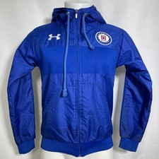 Cruz Azul Mexico Under Armour Blue Full Zip Hooded Windbreaker Men's SMALL picture