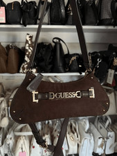 GUESS Dark Brown Suede Crossbody Handbag picture