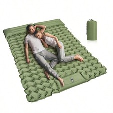 Double Camping Sleeping Pad With Foot Pump Two Person Thick Air Mattress picture