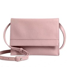 NEW Women's Gianni Bernini Pink Rose Front Flap Leather Crossbody picture