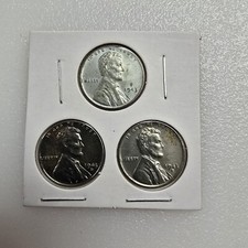 1943 P D S **STEEL Wheat Head Lincoln Cent 3 Coin Set,**  Penny Lot  picture