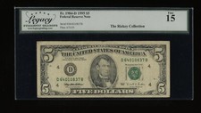DBR 1995 $5 FRN Cleveland Fr. 1984-D Legacy 15 Serial D64010837B picture