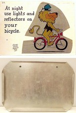 HANNA BARBERA 1965 LIPPY The LION SCHOOL SAFETY TIP SIGN & METAL HOLDER, Bicycle picture