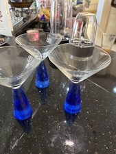 Vintage Royal Caribbean Kosta Boda  Handcrafted 5 “Cobalt Blue Martini Glasses picture