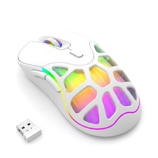 MELOGAGA Wireless Gaming Mouse, Bluetooth/2.4G, 6400 DPI, RGB -White | Dual-M... picture