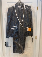 Le Suit Navy women’s suit with White Trim - blazer and matching pants picture