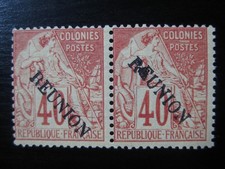 REUNION FRENCH COLONY Sc. #26 scarce mint MNH stamp pair SCV $300.00 picture
