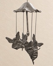 Rare 1980s Pewter Fairy Mushroom Wind Chime Original String Vintage Decor picture