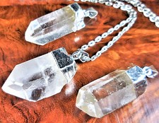 Quartz Necklace Raw Crystal Point Silver Pendant LR21 Healing Crystals Stones picture