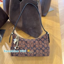 NWT Coach Emeilia Shoulder Bag Signature Chenille CFN74 Gold/Truffle picture
