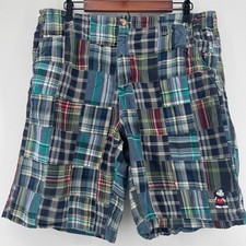 Walt Disney World Patchwork Mickey Mouse Shorts Mens 36 Blue Plaid Embroidered picture
