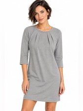 Lesley Evers Ponte Knit Shift Dress Gray Micro Stripe Extra Small XS 3/4 Sleeve picture
