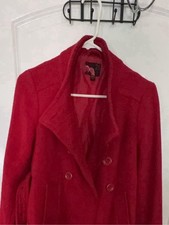 Forever 21  vivid Red Double-Breasted Pea Coat SZ  L picture