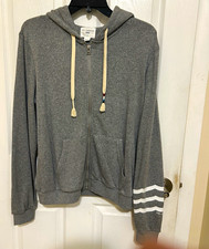 Sol Angeles  Full Zip Hoodie Sweatshirt Hooded Pockets Drawstring Gray S picture
