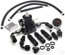 Universal Black Adjustable Fuel Pressure Regulator Kit 100psi Guage AN6 Fitting picture