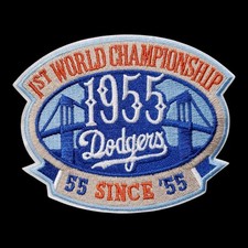 LA Dodgers 1955 First Championship MLB Patch. Embroidered. Iron On. 4.5