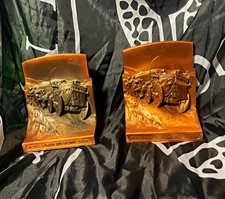 Vintage Wells Fargo Overland Stage Bookends – Matching Pair – PM Craftsman (424B picture