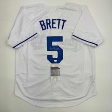 Autographed/Signed George Brett Kansas City White Baseball Jersey JSA COA picture