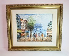 Caroline Burnett VTG Original Oil Painting Paris Street w/Arc de Triomphe 14x12