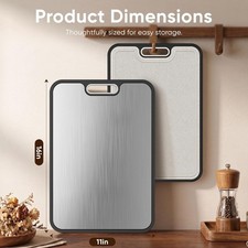 Kitchen Titanium Cutting Board Two Sides 16”×11” Cooking Chopped Diced Slicing.. picture
