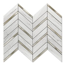 Art3d 10-Sheet Herringbone Peel & Stick Backsplash Stone Beige Mixed Gold Metal picture