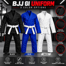 BJJ Gi Uniform Jiu Jitsu Kimono Set Jacket Pants MMA Training Free White Belt picture