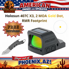 Holosun 407C X3 Open Pistol Sight 2 MOA Gold Dot, RMR Footprint + FREE Kershaw picture