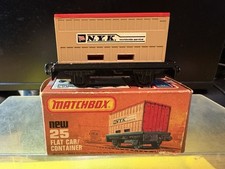 VINTAGE MATCHBOX NUMBER 25 FLAT CAR CONTAINER 1-75 NYK LESNEY TRAIN TRAILER L33C picture