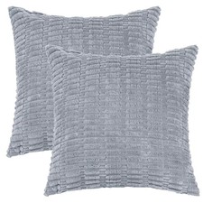 Unique Bargains Corduroy Decorative Modern Solid Throw Pillow Covers 2 Pcs Slate picture