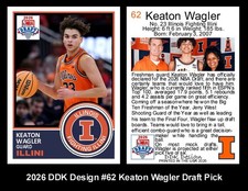 Lot of 100 Keaton Wagler Illinois Fighting Ilini NBA Draft Pick DDK Design cards picture