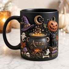 Ceramic Mug Personalized Halloween Witch Cauldron Custom Gift picture