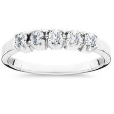 1/4Ct Five Stone Lab Grown Diamond Stackable Wedding Ring 10k White Gold picture
