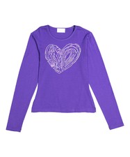 Girls Long Sleeve Top - Sequin Swirl Heart picture