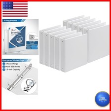 SUIN Durable 1.5 Inch 3 Ring Binder, 10 Pack White Round Ring Binders 8.5 x 11 picture