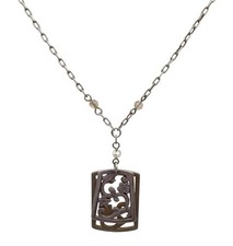 BRIGHTON Phoebe's Plaque Silver Gold Tone Pendant Necklace Classic Preppy picture