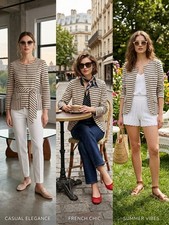 Archival J.Crew Women's Size 4 Striped Belted Jacket NWT $178 Style Collarless picture