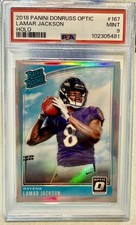 PSA 9 2018 Panini Donruss Optic #167 Lamar Jackson Holo Prizm Rated Rookie RC sc picture