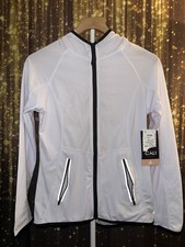 CALI Sport Women's M White Track Jacket Full Zip Hooded Reflective Pockets picture