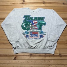 Vintage 1998 Tulane Green Wave NCAA Memphis Tennessee Graphic Sweatshirt USA XL picture