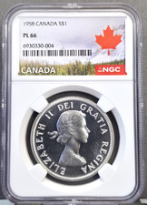 1958 CANADA SILVER 1 DOLLAR TOTEM POLE NGC PL 66 RARE GEM PROOF LIKE picture