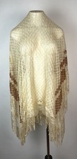 Antique 1920s Shawl Wrap Ivory eyelet 48