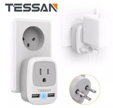 Israel USA Power Adapter, 3 Prong Grounded Travel Plug Adaptor with 2 USB,Type H picture