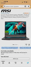MSI Thin A15 15.6in Gaming Laptop Ryzen 5 7535HS RTX 4050 64GB 1TB SSD picture