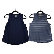 Calia Tank Tops Womens Medium Blue 2 Pack Striped Textured Athletic Activewear picture