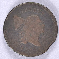1795 LIBERTY CAP HALF CENT NO POLE GOOD+ SCARCE TYPE COIN PLANCHET CLIP picture