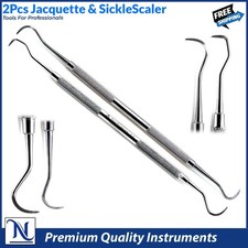 2Pcs Jacquette & Sickle Scaler Anterior Posterior Dental Periodontal Instrument picture